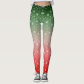 Leggings Flocon de neige vert et rouge Ombre Noël (Devant)
