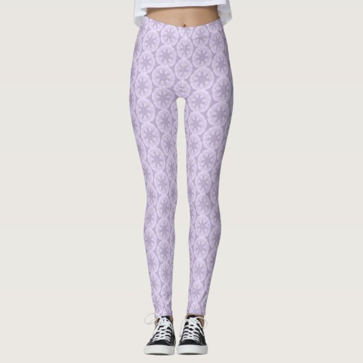 Leggings flocon de neige violet clair et coeur étincelant (Devant)