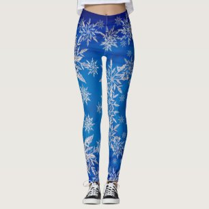 Leggings Flocons de neige argentés scintillants sur le ble
