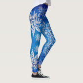 Leggings Flocons de neige argentés scintillants sur le bleu (Droite)