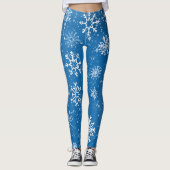 Leggings Flocons de Neige Bleus Classique Hiver Blanc (Devant)