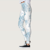 Leggings Flocons de neige bleus d'aquarelle (Gauche)