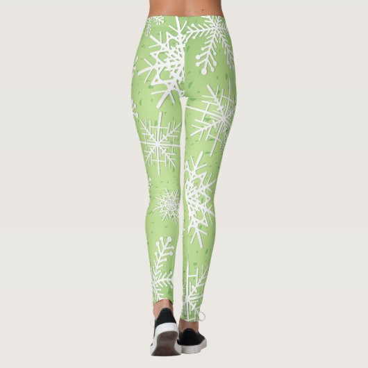 Leggings Flocons de neige en vert (Dos)