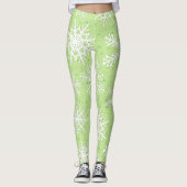 Leggings Flocons de neige en vert (Devant)