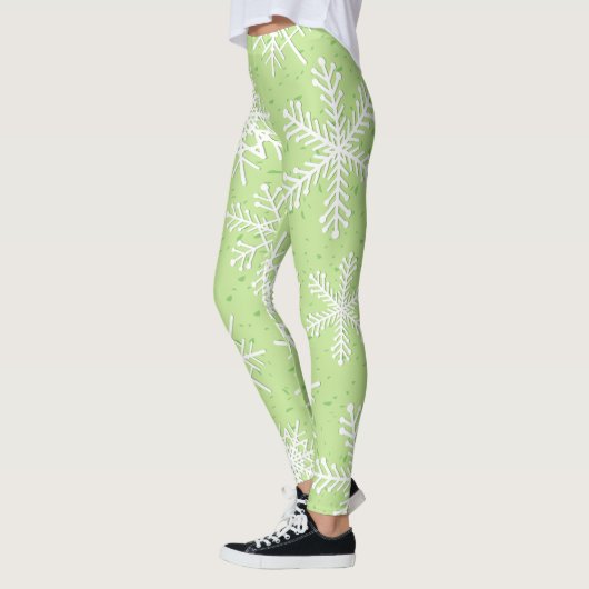 Leggings Flocons de neige en vert (Gauche)