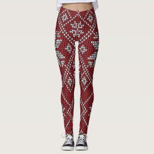 Leggings Flocons de neige rouges