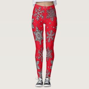 Leggings Flocons de neige scintillants à paillettes d'argen