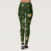 Leggings Flocons de neige verts et dorés de vacances (Dos)