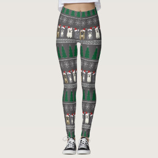 Leggings Flocons de Noël, Chien de Père Noël, Arbre