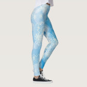 Leggings Flocons de Noël sur fond bleu (Droite)