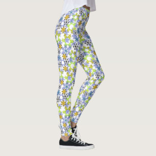 Leggings Flocons de papier découpé multicolores sur fond bl