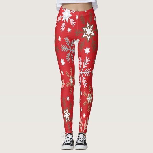 Leggings Flocons Rouges  (Devant)