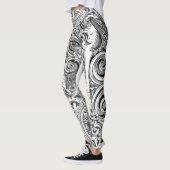 Leggings Floraison noire et blanche (Gauche)