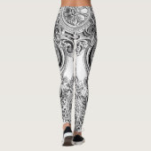 Leggings Floraison noire et blanche (Dos)