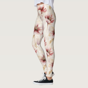 Leggings Floral à la crème bourguignonne