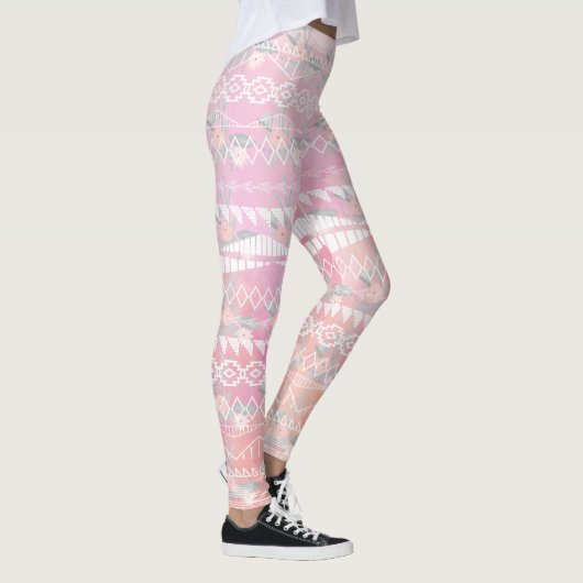 Leggings Floral Abstrait Aztec Tribal Coral Motif rose (Droite)