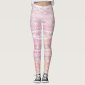 Leggings Floral Abstrait Aztec Tribal Coral Motif rose (Devant)