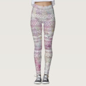 Leggings Floral Abstrait Aztec Tribal violet Motif rose (Devant)