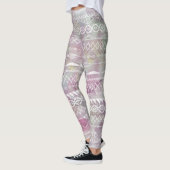 Leggings Floral Abstrait Aztec Tribal violet Motif rose (Gauche)