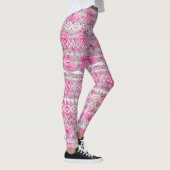 Leggings Floral Abstrait Aztec Tribal violet Motif rose (Droite)