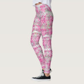 Leggings Floral Abstrait Aztec Tribal violet Motif rose (Gauche)