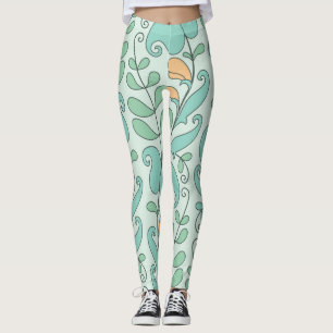 Leggings Floral Abstrait : Motif Vintage sans fil