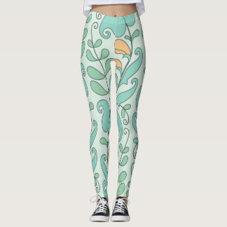 Leggings Floral Abstrait : Motif Vintage sans fil