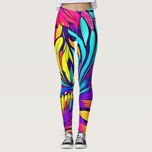 Leggings Floral Abstrait vibrant (Devant)