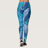 Leggings Floral bleu ancien Boho moderne (Dos)