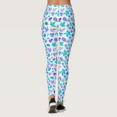 Leggings Floral Blue Flowers Design Motif-36566 (Dos)