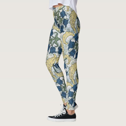 Leggings Floral Blue Flowers Lily Valley Répétition (Gauche)