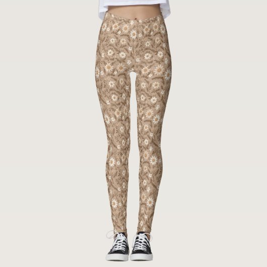 Leggings Floral dans les tons de la Terre (Devant)