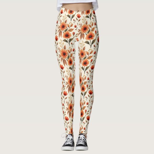 Leggings Floral d'automne moderne (Devant)