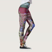 Leggings Floral de théière vintage avec NOM (Droite)