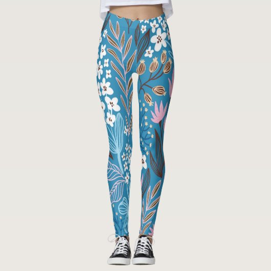 Leggings Floral Ditzy : Design Vintage de printemps. (Devant)