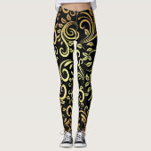 Leggings floral doré (Devant)