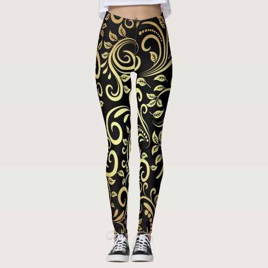 Leggings floral doré (Devant)