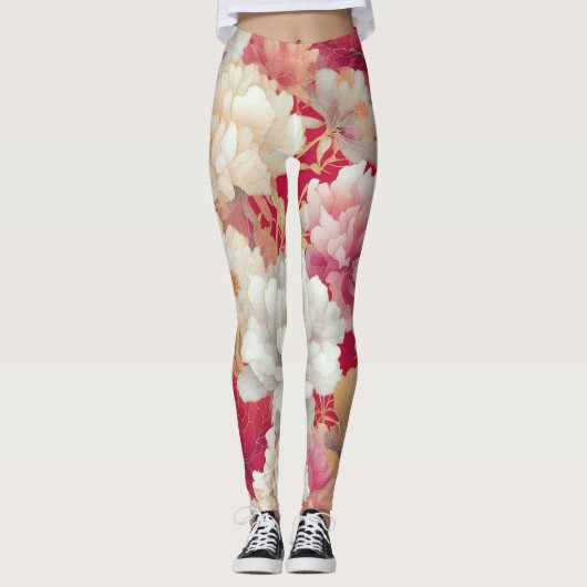 Leggings Floral élégant rouge (Devant)