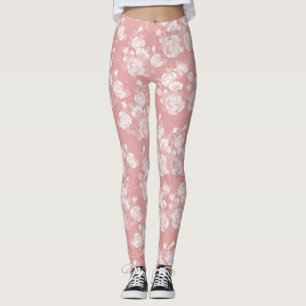 Leggings Floral élégant vintage blanc de corail élégant