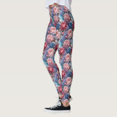 Leggings Floral en bleu et rose (Gauche)
