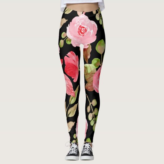 Leggings Floral Et Glamour Sans Couleur Motif (Devant)