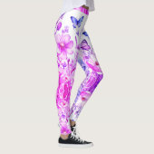 Leggings Floral et papillon brillant rose-violet (Droite)
