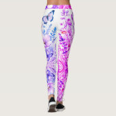 Leggings Floral et papillon brillant rose-violet (Dos)