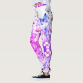 Leggings Floral et papillon brillant rose-violet (Gauche)