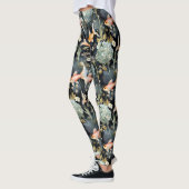 Leggings Floral : Étang de poisson d'or (Gauche)