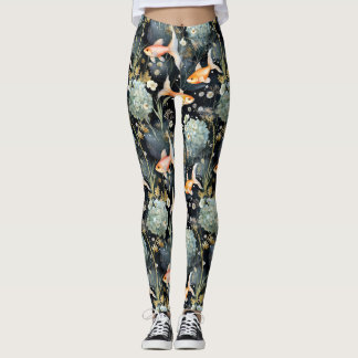 Leggings Floral : Étang de poisson d'or
