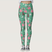 Leggings Floral flamingo sans couture motif rose vert (Devant)