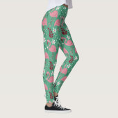Leggings Floral flamingo sans couture motif rose vert (Droite)