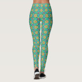 Leggings Floral Fleur Motif géométrique mignon jaune vert (Dos)