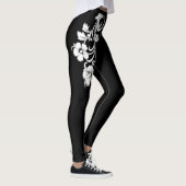 Leggings Floral Flugubre élégant Moderne Noir et blanc (Droite)